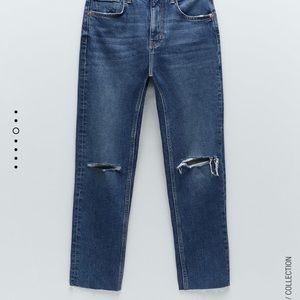 NWT ZARA SLIM FIT HI-RISE RIPPED JEANS
